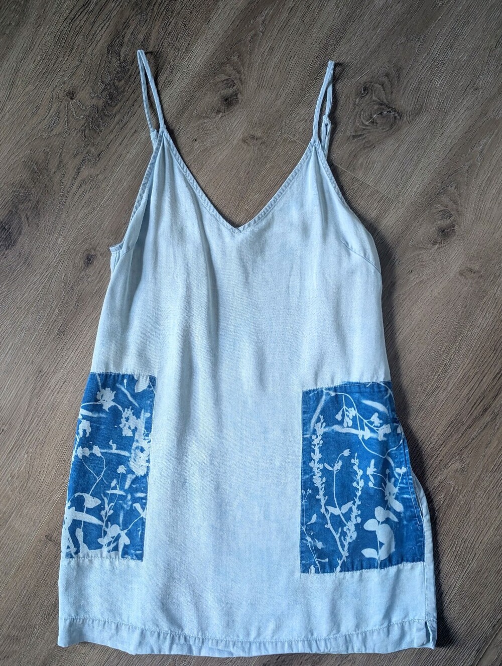 Custom Dyed Wilfred Free Vivienne Pocketed Chambray Mini Dress